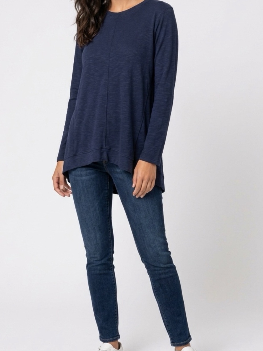 J Jill Women's size XS Classic Navy Long-Sleeve Crewneck Top, 100% cotton